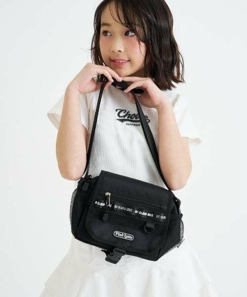 PINK-latte / ピンク ラテ ショルダーバッグ | ロゴテープショルダー（黒）