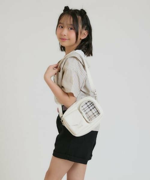 PINK-latte / ピンク ラテ ショルダーバッグ | WポケットチェックスクエアSD（白）