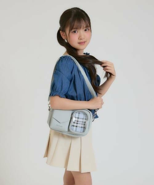 PINK-latte / ピンク ラテ ショルダーバッグ | WポケットチェックスクエアSD（サックス）