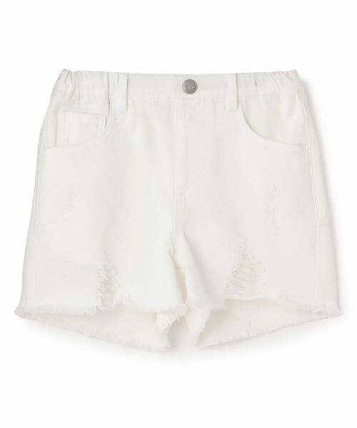 PINK-latte / ピンク ラテ ショート・ハーフ・半端丈パンツ | ダメージショートパンツ（オフ ホワイト）