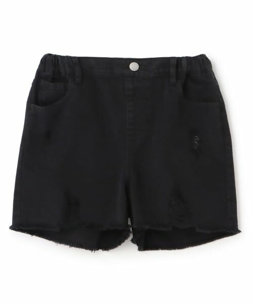 PINK-latte / ピンク ラテ ショート・ハーフ・半端丈パンツ | ダメージショートパンツ（黒）