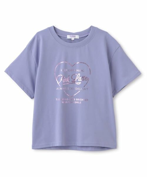 PINK-latte / ピンク ラテ Tシャツ | 【別注】ハートロゴ箔プリントTシャツ（ラベンダー）