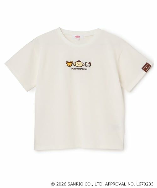 PINK-latte / ピンク ラテ Tシャツ | 【ポムポムプリン】アップリケ刺繍半袖Tシャツ（白）