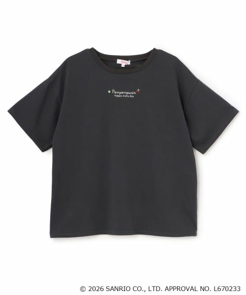 PINK-latte / ピンク ラテ Tシャツ | 【ポムポムプリン】バックプリントビッグTシャツ（チャコール）