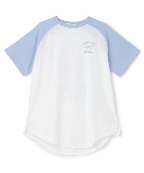 PINK-latte / ピンク ラテ Tシャツ | 【別注】ラグラン半袖チュニックワンピース（サックス）