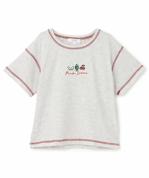 PINK-latte / ピンク ラテ Tシャツ | 【別注】モチーフミニ刺しゅう半袖Tシャツ（オートミール）