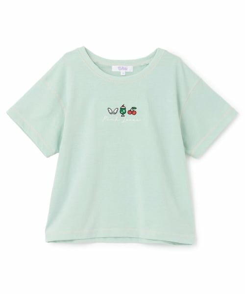 PINK-latte / ピンク ラテ Tシャツ | 【別注】モチーフミニ刺しゅう半袖Tシャツ（ミント）