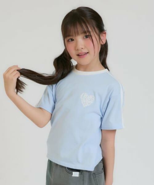 PINK-latte / ピンク ラテ Tシャツ | 【接触冷感】ハート袖ライン半袖Tシャツ | 詳細13