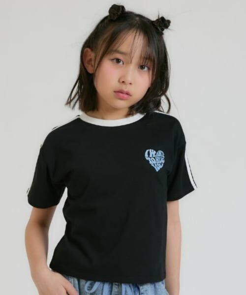 PINK-latte / ピンク ラテ Tシャツ | 【接触冷感】ハート袖ライン半袖Tシャツ | 詳細17