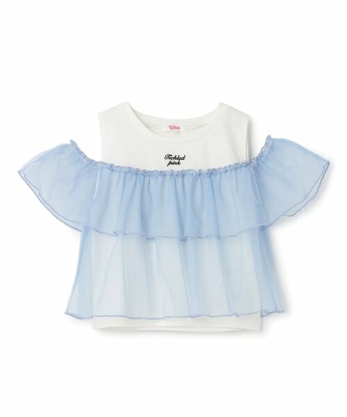 PINK-latte / ピンク ラテ Tシャツ | シアードッキングトップス（サックス）