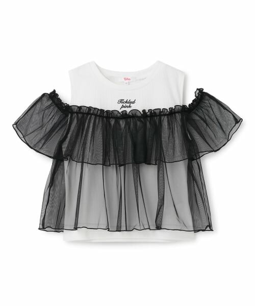 PINK-latte / ピンク ラテ Tシャツ | シアードッキングトップス（黒）