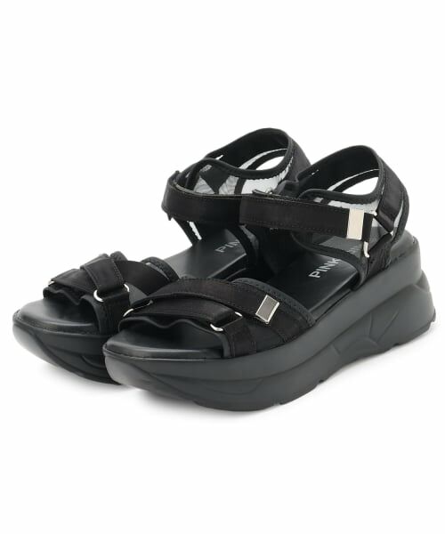 PINK-latte / ピンク ラテ サンダル | メッシュ2本ベルトサンダル（黒）