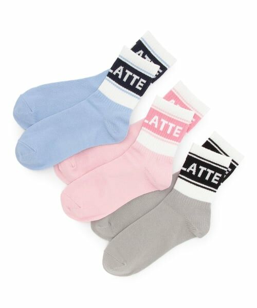 PINK-latte / ピンク ラテ ソックス | 【3足セット】ロゴラインソックス（ピンク）
