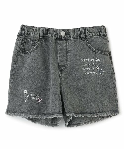 PINK-latte / ピンク ラテ ショート・ハーフ・半端丈パンツ | レタリング刺しゅうショートパンツ（グレー）