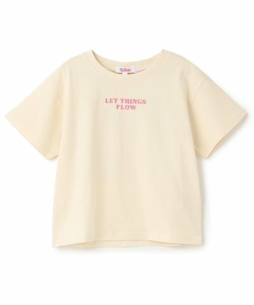 PINK-latte / ピンク ラテ Tシャツ | 【綿100%】ワッペン風半袖T(アイボリー)