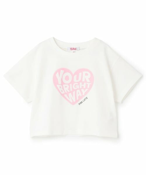 PINK-latte / ピンク ラテ Tシャツ | 【綿100%】ハートロゴプリント半袖T(オフ ホワイト)