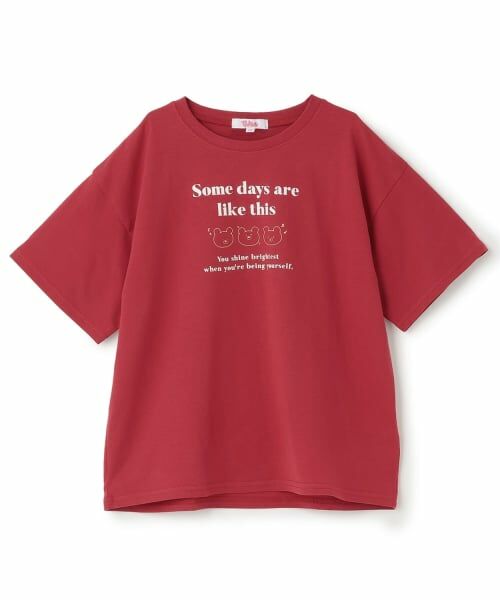 PINK-latte / ピンク ラテ Tシャツ | 【綿100%】ゆるくまイラストカラバリ半袖T(赤)