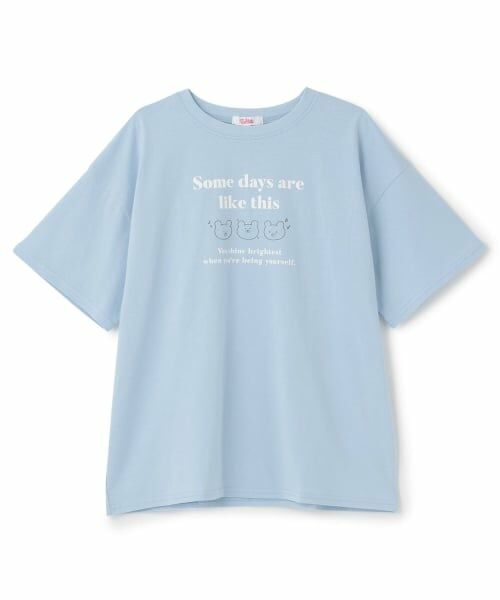 PINK-latte / ピンク ラテ Tシャツ | 【綿100%】ゆるくまイラストカラバリ半袖T(ライト ブルー)