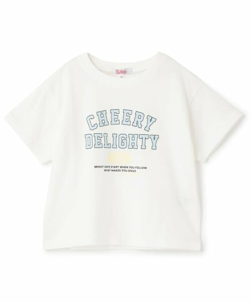 PINK-latte / ピンク ラテ Tシャツ | 【綿100%】カレッジプリント半袖T(オフ ホワイト)