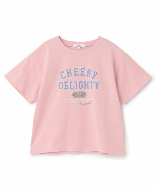 PINK-latte / ピンク ラテ Tシャツ | 【綿100%】カレッジプリント半袖T(ライト ピンク)