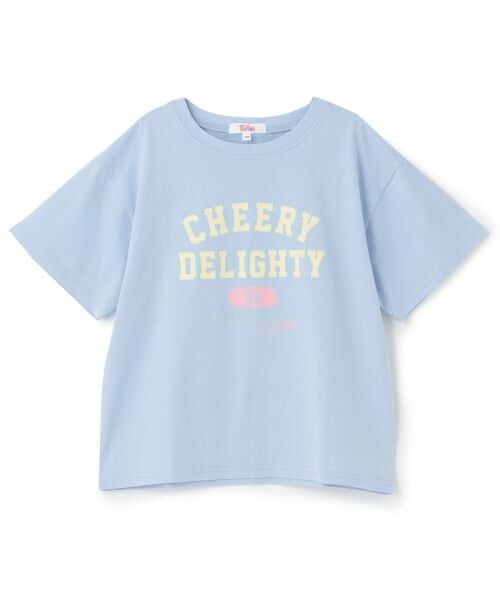 PINK-latte / ピンク ラテ Tシャツ | 【綿100%】カレッジプリント半袖T(ライト ブルー)