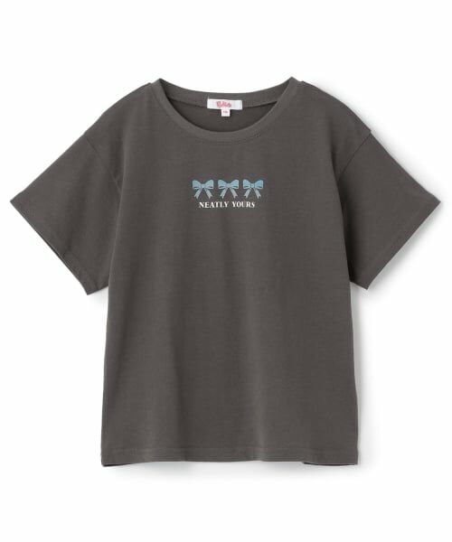 PINK-latte / ピンク ラテ Tシャツ | 【綿100%】フロッキー半袖T(チャコール)