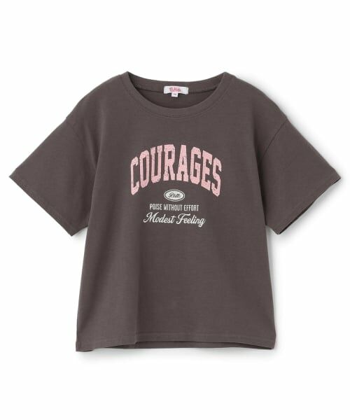 PINK-latte / ピンク ラテ Tシャツ | 【綿100%】カレッジ半袖T(チャコール)