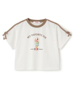 PINK-latte / ピンク ラテ Tシャツ | 【サーティワン】【接触冷感】袖ラインリボン半袖Tシャツ