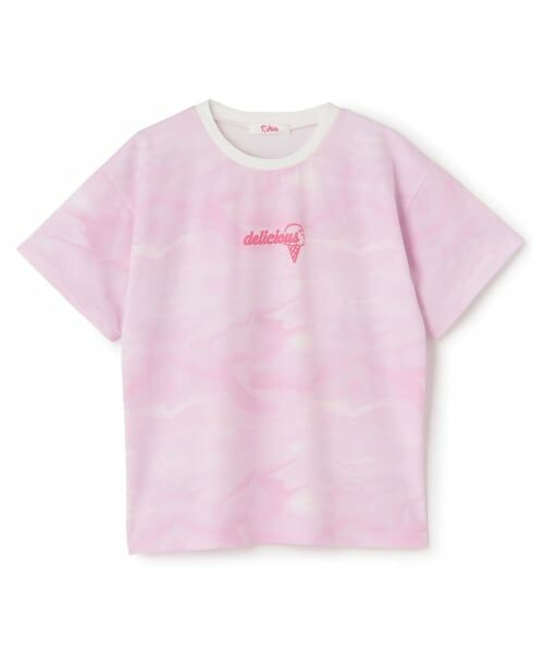PINK-latte / ピンク ラテ Tシャツ | 【サーティワン】【接触冷感】マーブル柄ビッグ半袖Tシャツ（ピンク）