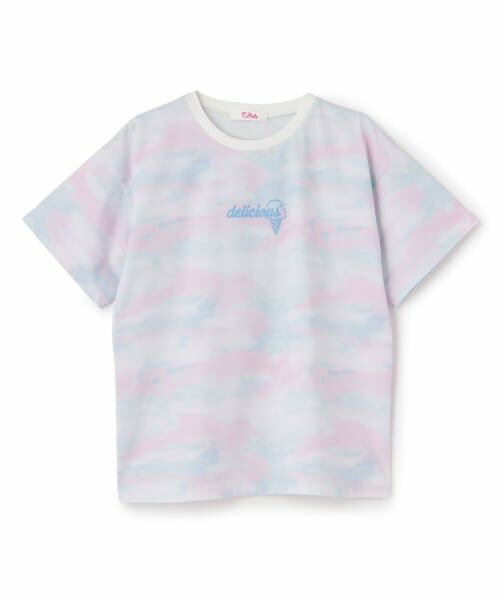 PINK-latte / ピンク ラテ Tシャツ | 【サーティワン】【接触冷感】マーブル柄ビッグ半袖Tシャツ（サックス）