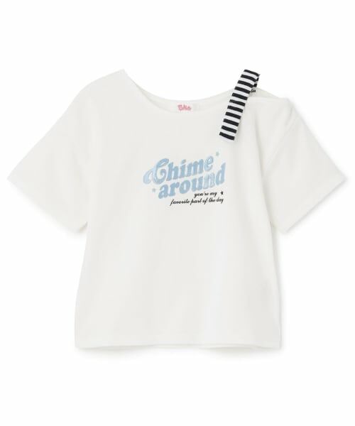 PINK-latte / ピンク ラテ Tシャツ | 【接触冷感】アシンメトリー肩あき半袖T（オフ ホワイト）