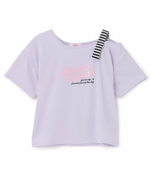 PINK-latte / ピンク ラテ Tシャツ | 【接触冷感】アシンメトリー肩あき半袖T（ラベンダー）