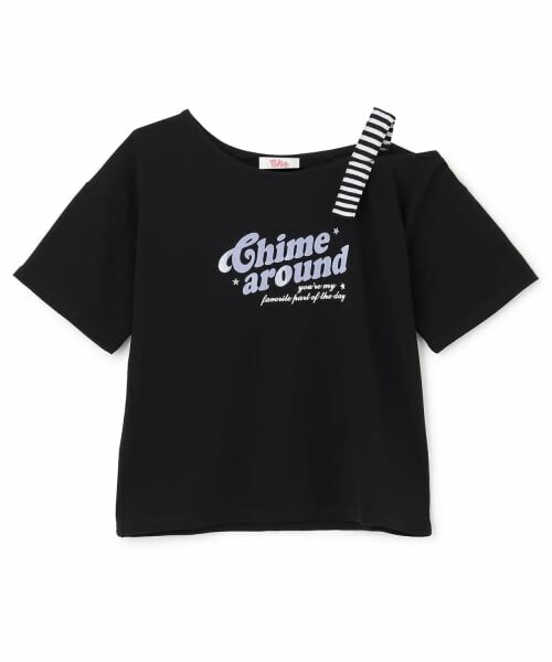 PINK-latte / ピンク ラテ Tシャツ | 【接触冷感】アシンメトリー肩あき半袖T（黒）