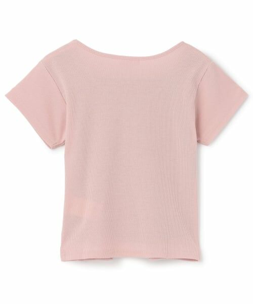 PINK-latte / ピンク ラテ Tシャツ | テレコレースアップ刺しゅう半袖トップス | 詳細1