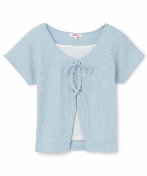 PINK-latte / ピンク ラテ Tシャツ | テレコレースアップ刺しゅう半袖トップス | 詳細21