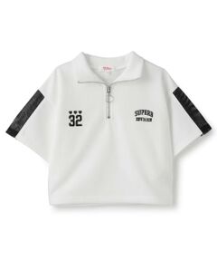 PINK-latte / ピンク ラテ Tシャツ | 袖メッシュハーフジップ半袖Tシャツ2