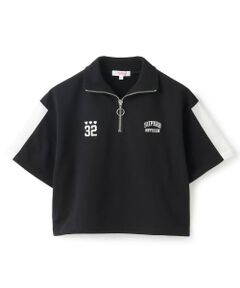 PINK-latte / ピンク ラテ Tシャツ | 袖メッシュハーフジップ半袖Tシャツ2
