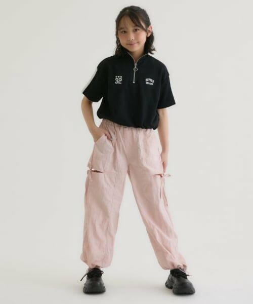 PINK-latte / ピンク ラテ Tシャツ | 袖メッシュハーフジップ半袖Tシャツ2 | 詳細10