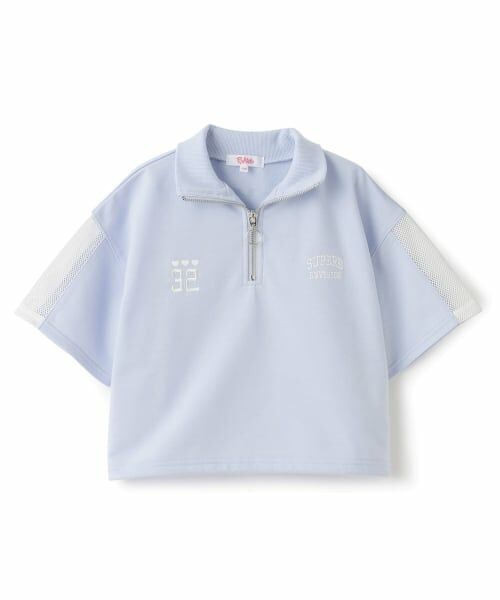 PINK-latte / ピンク ラテ Tシャツ | 袖メッシュハーフジップ半袖Tシャツ2 | 詳細21