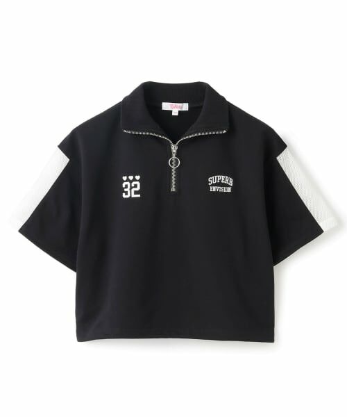 PINK-latte / ピンク ラテ Tシャツ | 袖メッシュハーフジップ半袖Tシャツ2 | 詳細22