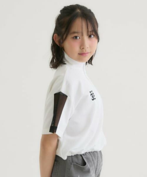 PINK-latte / ピンク ラテ Tシャツ | 袖メッシュハーフジップ半袖Tシャツ2 | 詳細9