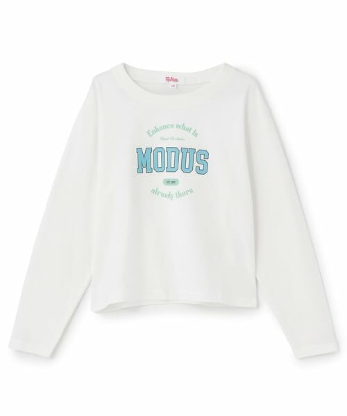 PINK-latte / ピンク ラテ Tシャツ | 【綿100%】カレッジロンT(オフ ホワイト)