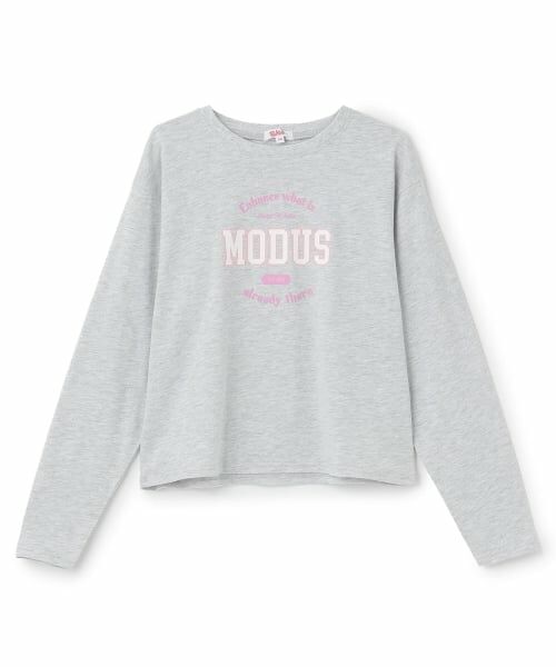 PINK-latte / ピンク ラテ Tシャツ | 【綿100%】カレッジロンT(シロ杢)