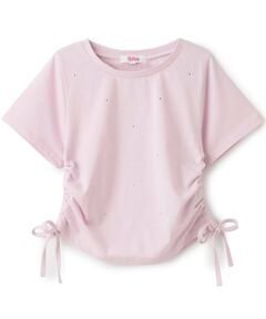 PINK-latte / ピンク ラテ Tシャツ | ラインストーン脇ドロストTシャツ