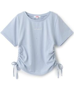 PINK-latte / ピンク ラテ Tシャツ | ラインストーン脇ドロストTシャツ