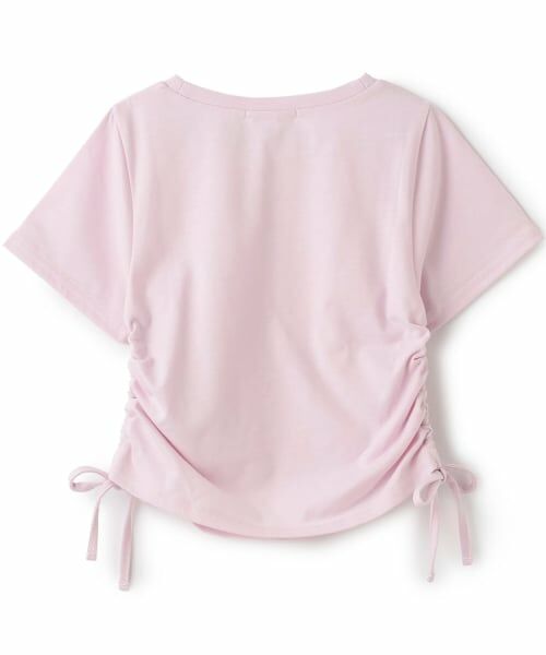 PINK-latte / ピンク ラテ Tシャツ | ラインストーン脇ドロストTシャツ | 詳細1