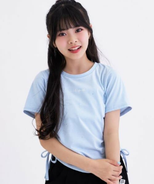 PINK-latte / ピンク ラテ Tシャツ | 【接触冷感】ラインストーン脇ドロストTシャツ | 詳細12