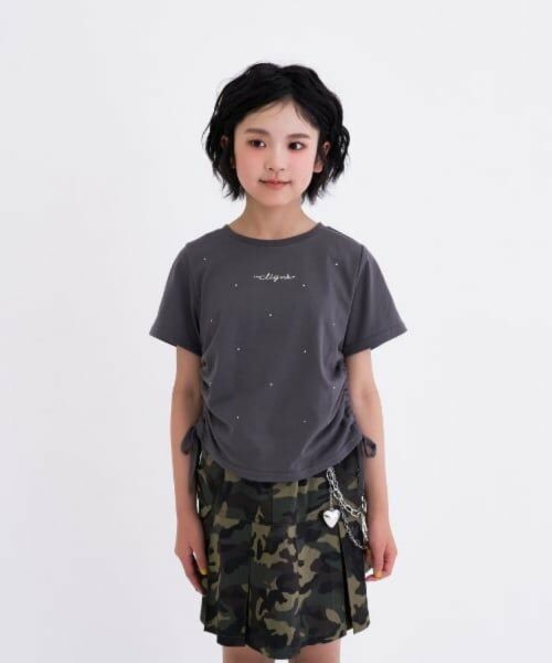 PINK-latte / ピンク ラテ Tシャツ | 【接触冷感】ラインストーン脇ドロストTシャツ | 詳細13