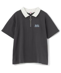 PINK-latte / ピンク ラテ Tシャツ | 【接触冷感】バックハート衿つきハーフZIP半袖T
