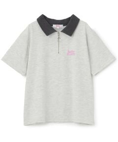 PINK-latte / ピンク ラテ Tシャツ | 【接触冷感】バックハート衿つきハーフZIP半袖T